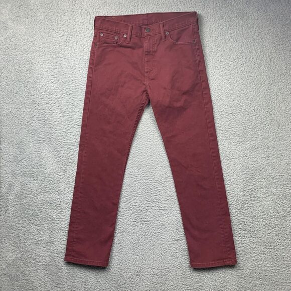 Levis 513 Jeans Mens 30 Burgundy Red Straight Leg Denim - Picture 1 of 14